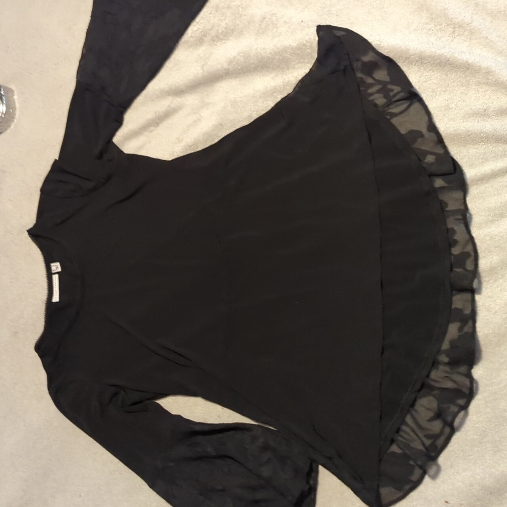 Women's Susan Graver Black Lace Trim Top